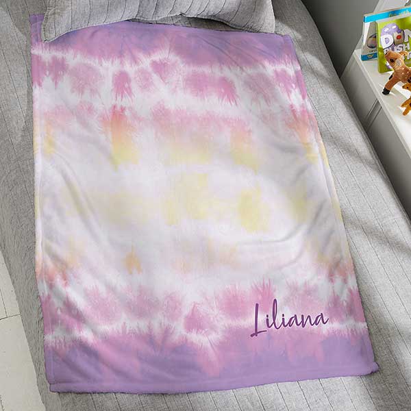 Pastel Tie Dye Personalized Blankets for Kids - 30478