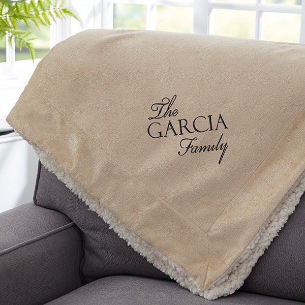 Elegant Family Embroidered Sherpa Blankets - 30484