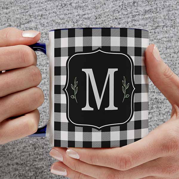 Black & White Buffalo Check Personalized Coffee Mugs - 30488