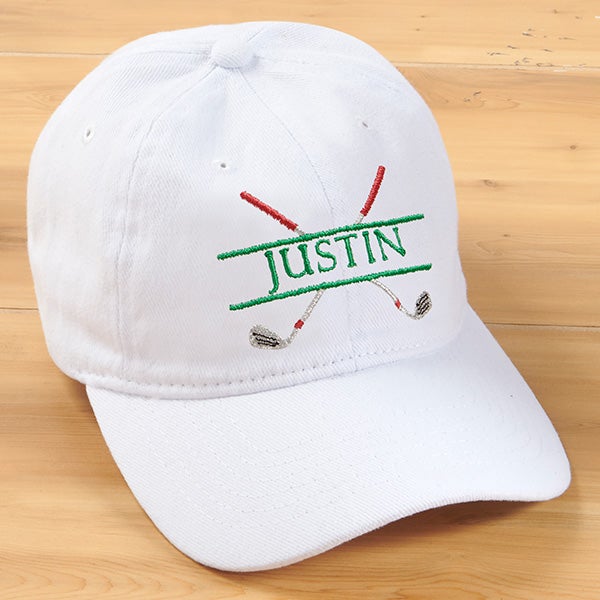 Crossed Clubs Personalized White Baseball Cap