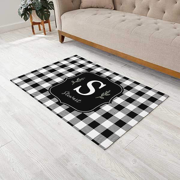 Black & White Buffalo Check Personalized Area Rugs - 30506