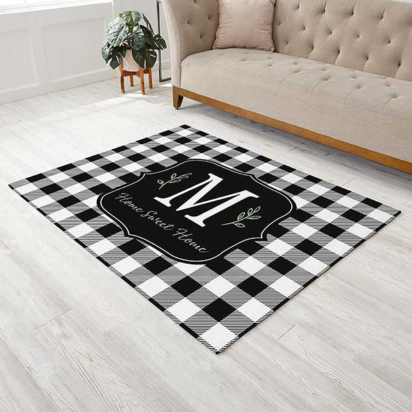 Black & White Buffalo Check Personalized Area Rugs - 30506