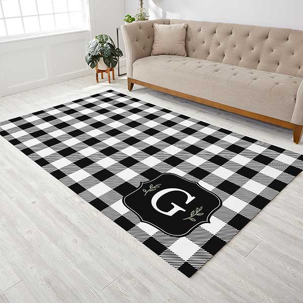 Black & White Buffalo Check Personalized Area Rugs - 30506