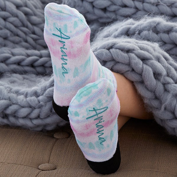 Pastel Tie Dye Personalized Toddler Socks - 30511