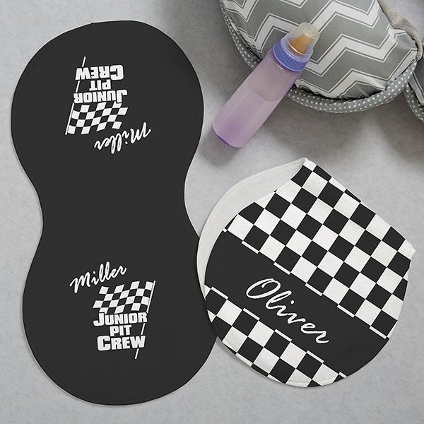 Pit Crew Personalized Burp Cloths - 30527