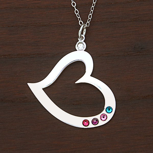 Personalized Birthstone Heart Necklace - 30533D