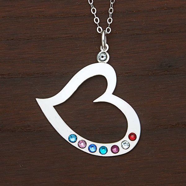 Personalized Birthstone Heart Necklace - 30533D