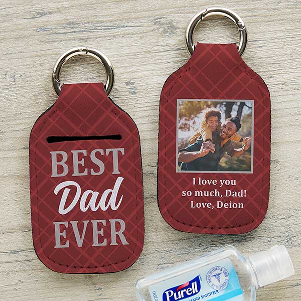 Best Dad Ever Personalized Hand Sanitizer Holder Keychain - 30559