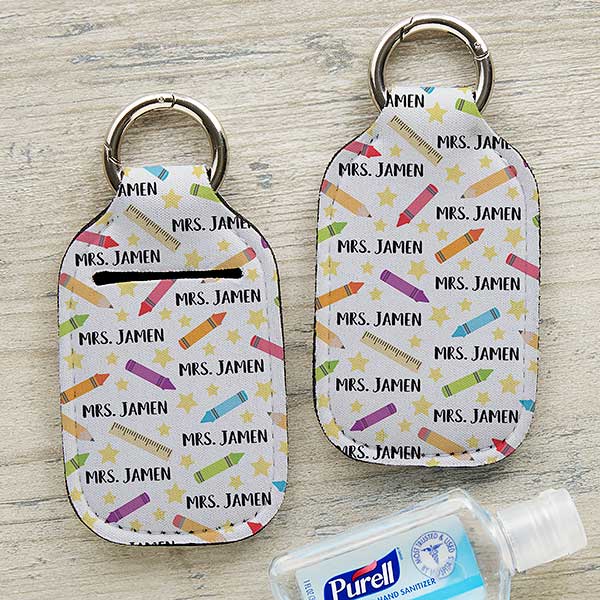 School Supplies Personalized Teacher Hand Sanitizer Holder Keychain - 30561