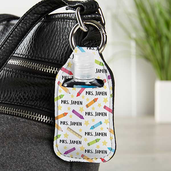 School Supplies Personalized Teacher Hand Sanitizer Holder Keychain