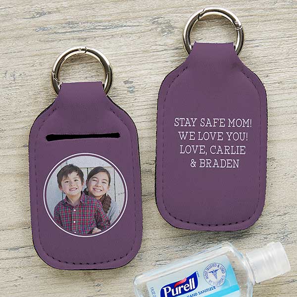 Photo Message Personalized Hand Sanitizer Holder Keychain - 30570