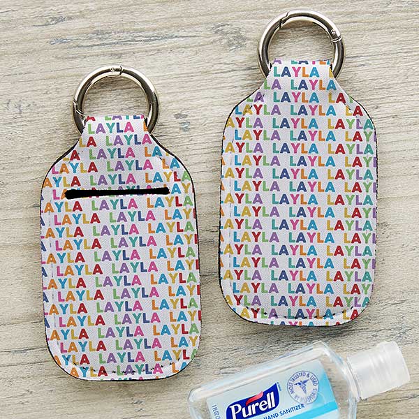 Vibrant Name Personalized Hand Sanitizer Holder Keychain