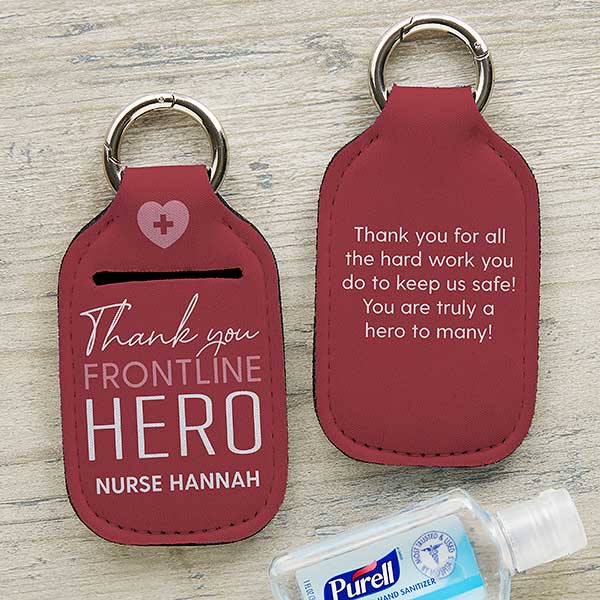 Frontline Hero Personalized Hand Sanitizer Holder Keychain - 30578