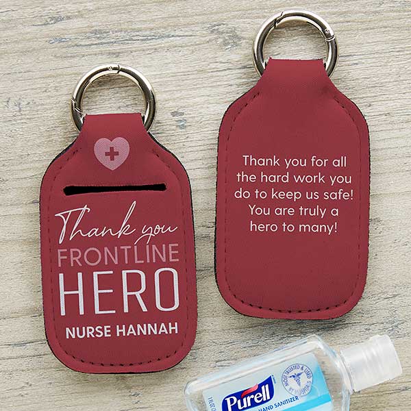 Frontline Hero Personalized Hand Sanitizer Holder Keychain