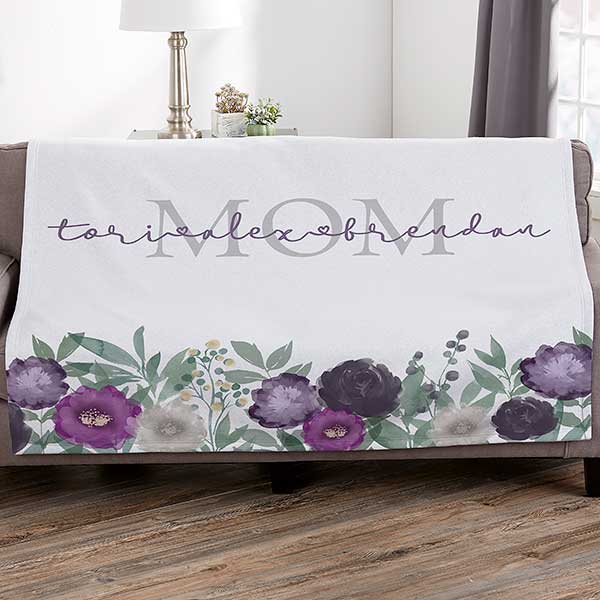 Floral Love For Mom Personalized Blankets - 30593