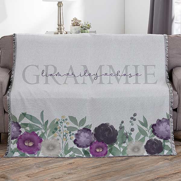 Floral Love For Grandma Personalized Blankets - 30595