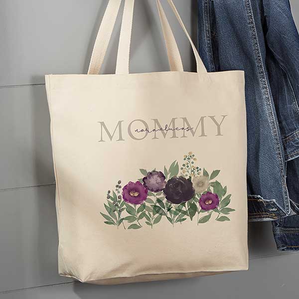 Floral Love For Mom Personalized Canvas Tote Bags - 30608