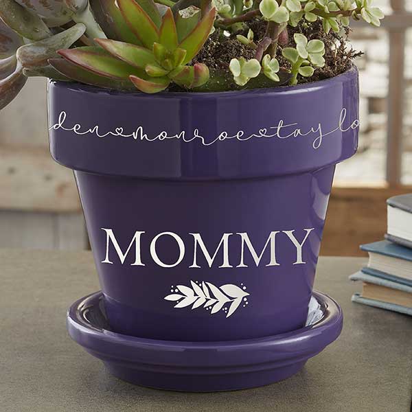 Floral Love For Mom Personalized Flower Pots - 30616