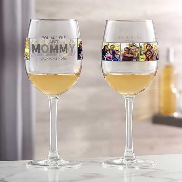 So Glad You're Our Mom Personalized Photo Wine Glasses - 30619