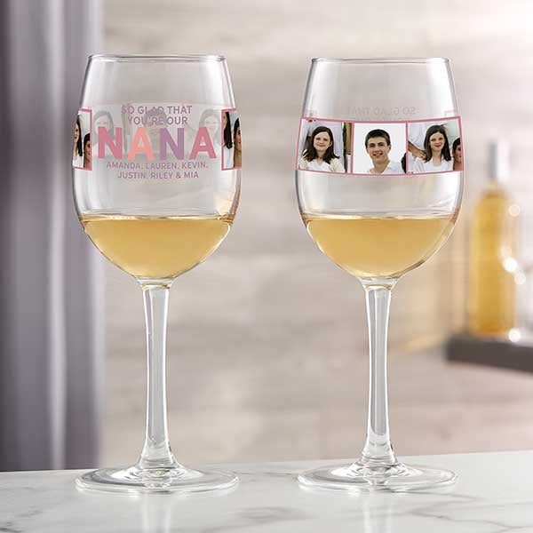 So Glad You're Our Grandma Personalized Photo Wine Glasses - 30620