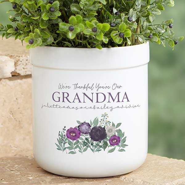 Floral Love For Grandma Personalized Outdoor Flower Pot - 30626