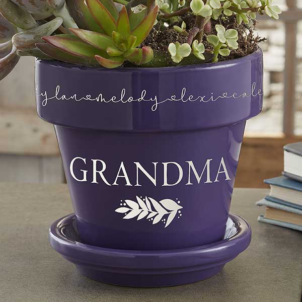 Floral Love For Grandma Personalized Flower Pots - 30627