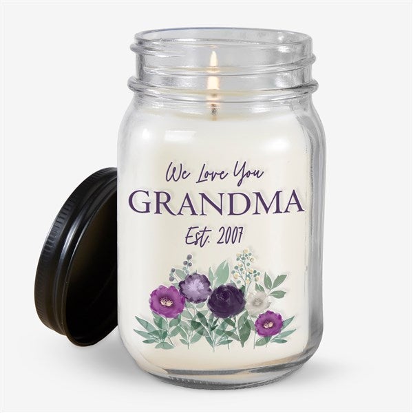 Floral Love For Grandma Personalized Farmhouse Candle Jar - 30630