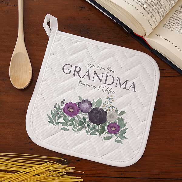 Floral Love For Grandma Personalized Apron & Potholder - 30634