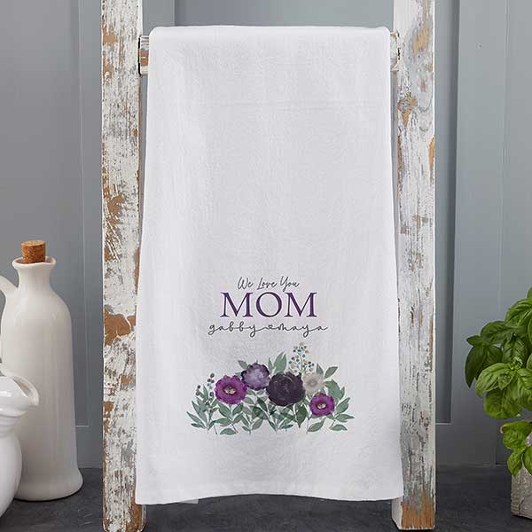 Floral Love For Mom Personalized Tea Towel - 30635