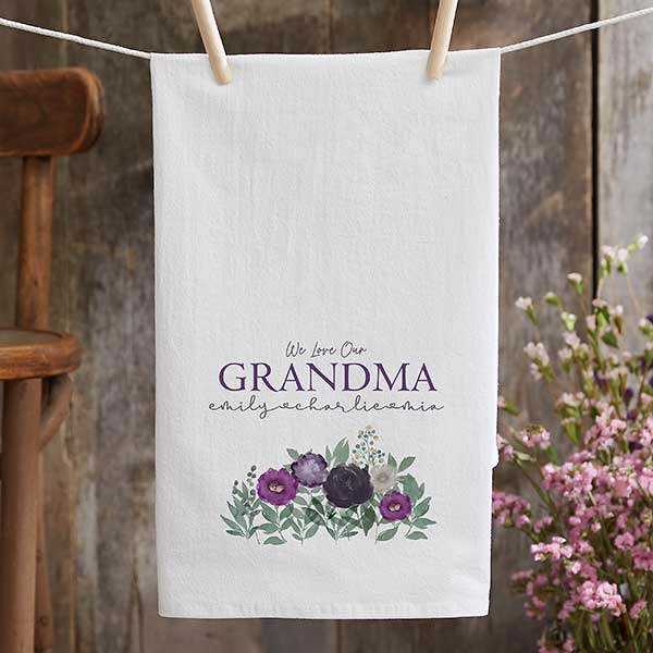 Floral Love For Grandma Personalized Tea Towel - 30636