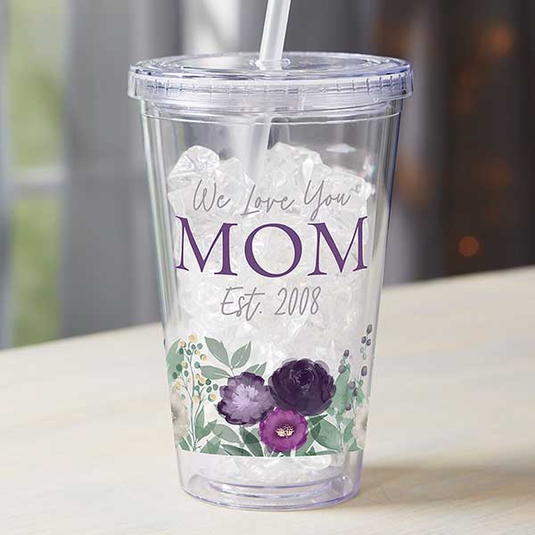 Floral Love For Mom Personalized Acrylic Insulated Tumbler - 30643