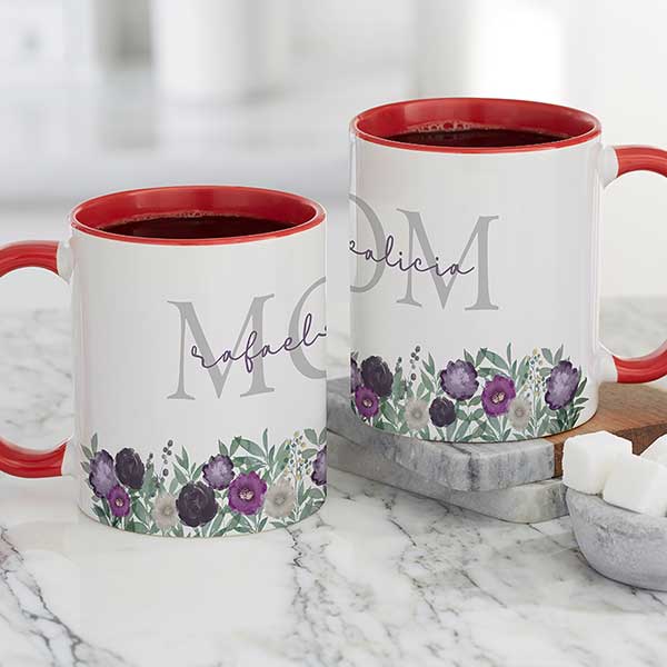 Floral Love For Mom Personalized Ceramic Coffee Mugs - 30645
