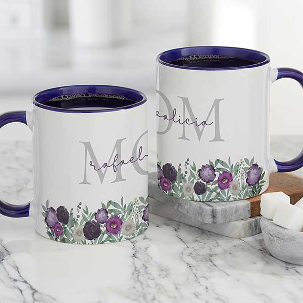 Floral Love For Mom Personalized Ceramic Coffee Mugs - 30645