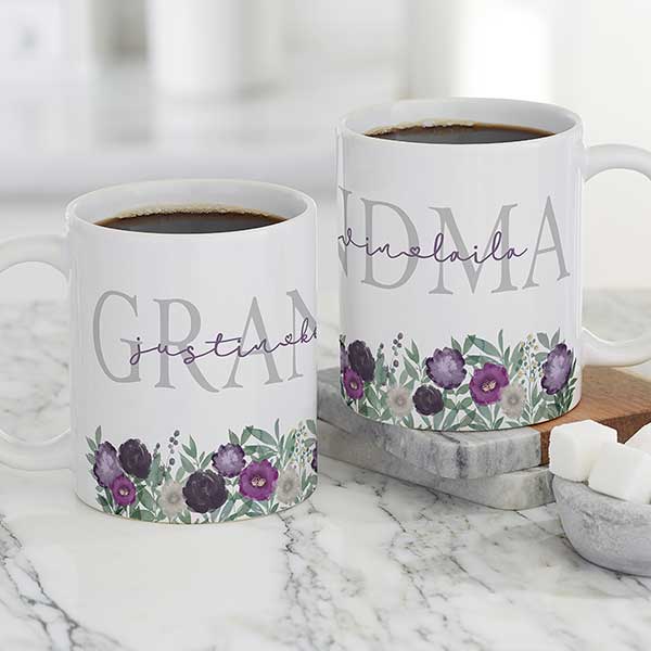 Floral Love For Grandma Personalized Ceramic Coffee Mugs - 30646