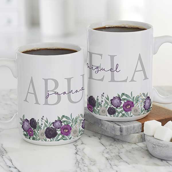 Floral Love For Grandma Personalized Ceramic Coffee Mugs - 30646