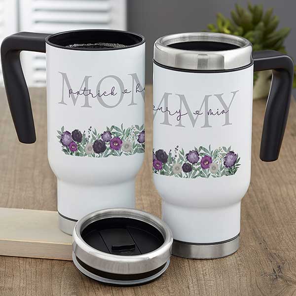 Floral Love For Mom Personalized Commuter Travel Mugs - 30647
