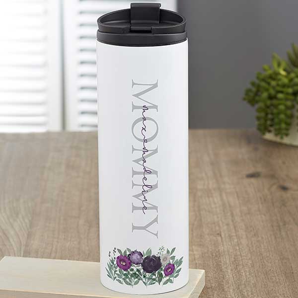 Floral Love For Mom Personalized 16 oz Travel Tumbler - 30649