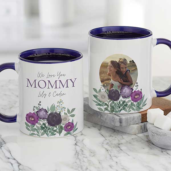 Floral Love For Mom Personalized Ceramic Photo Coffee Mugs - 30651