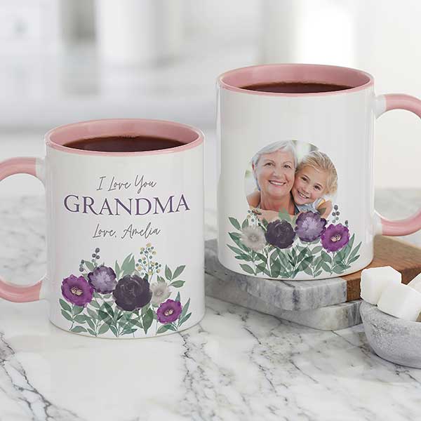 Floral Love For Grandma Personalized Photo Coffee Mugs - 30652