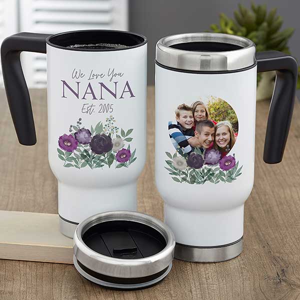 Floral Love For Grandma Personalized Photo Travel Mug - 30654