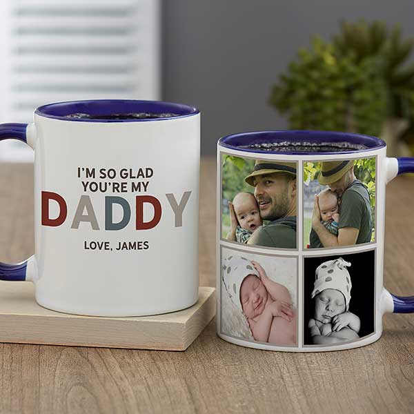 Glad You're Our Dad Personalized Coffee Mug 11oz Blue