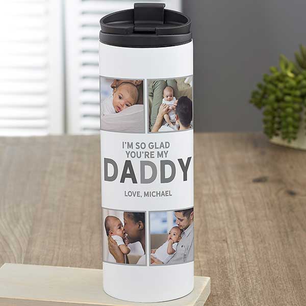 Glad You're Our Dad Personalized 16oz Photo Travel Tumbler - 30665