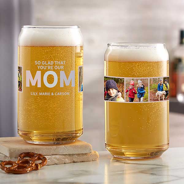 Glad You're My Mom Personalized Photo Beer Glasses - 30666