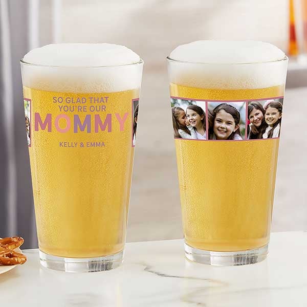 Glad You're My Mom Personalized Photo Beer Glasses - 30666