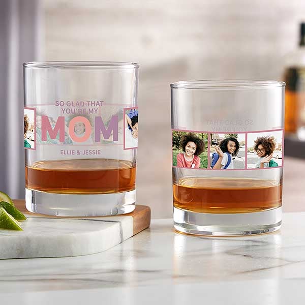 Glad You're My Mom Personalized Photo Whiskey Glasses - 30667