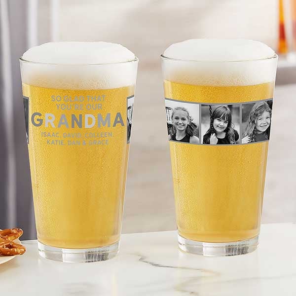 So Glad You're Our Grandma Personalized Photo Beer Glasses - 30669