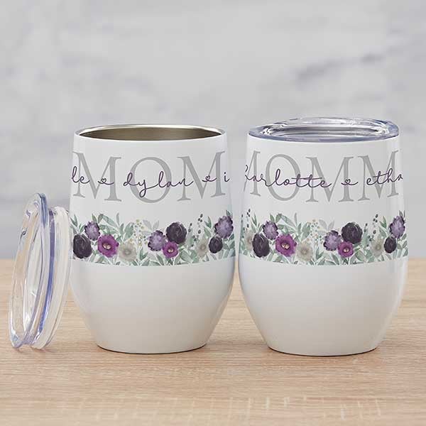 Floral Love For Mom Personalized Stainless Insulated Wine Cup - 30670