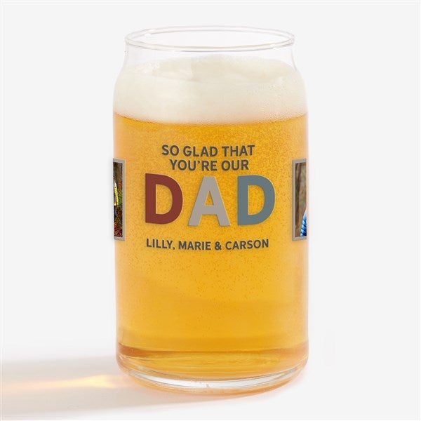 So Glad You're Our Dad Personalized Photo Beer Glasses - 30680