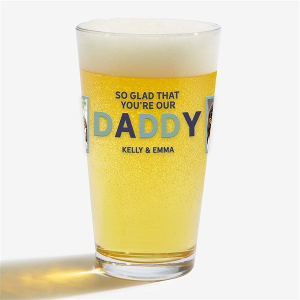 So Glad You're Our Dad Personalized Photo Beer Glasses - 30680