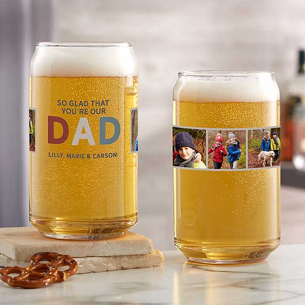 So Glad You're Our Dad Personalized Photo Beer Glasses - 30680
